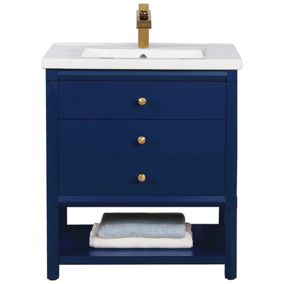 Bathroom Vanities Design Element Logan Wood Blue Blue S07-30-BLU 613003159790 Bathroom Vanity Single Sink Vanities Under 30 Transitional Blue With Top and Sink 25 