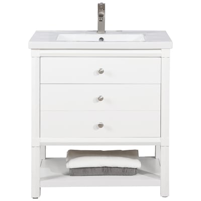 Bathroom Vanities Design Element Logan Wood White White S07-30-WT 613003159806 Bathroom Vanity Single Sink Vanities Under 30 Transitional White With Top and Sink 25 