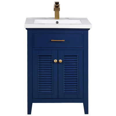 Bathroom Vanities Design Element Cameron Wood Blue Blue S09-24-BLU 613003159851 Bathroom Vanity Single Sink Vanities Under 30 Transitional Blue With Top and Sink 25 