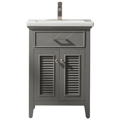 Bathroom Vanities Design Element Cameron Wood Gray Gray S09-24-GY 613003160680 Bathroom Vanity Single Sink Vanities Under 30 Transitional Gray With Top and Sink 25 