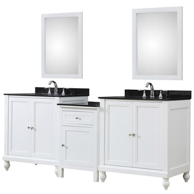Direct Vanity Bathroom Vanities, 70-90, white, Makeup Dressing Table, With Top and Sink, Transitional, Black Granite nominal 3/4", 854467000000, 2S9-WBK-MU1