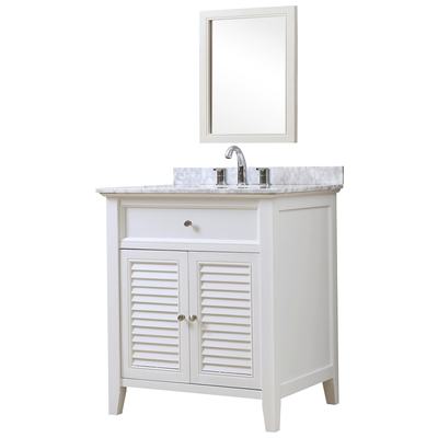 Bathroom Vanities Direct Vanity Shutter Style Carrara White Marble nomial 3/ White 32S12-WWC-M 856340000000 Single Sink Vanities 30-40 white With Top and Sink 25 