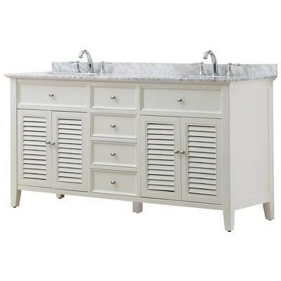 Bathroom Vanities Direct Vanity Shutter Style Carrara White Marble nomial 3/ White 6070D12-WWC 856409000000 Double Sink Vanities 50-70 white With Top and Sink 25 