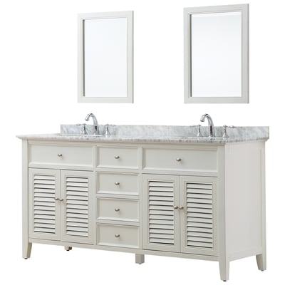 Direct Vanity Bathroom Vanities, Double Sink Vanities, 50-70, white, With Top and Sink, Traditional, Carrara White Marble nomial 3/4" thick, 856409000000, 6070D12-WWC-2M