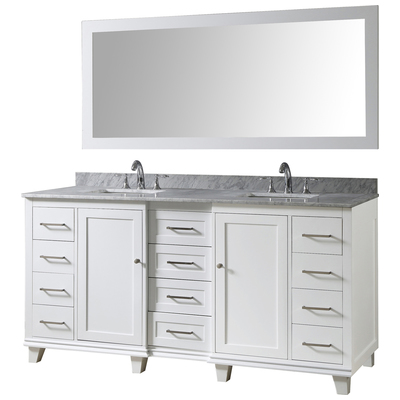 Bathroom Mirrors Direct Vanity Carrara White Marble nomial 3/ White 72BD15P-WWC-M 850006000000 Metal Aluminum Steel Ironmirro white 