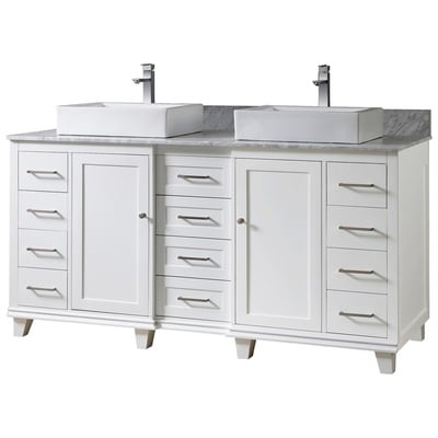Bathroom Vanities Direct Vanity Classic Carrara White Marble nomial 3/ White 72BD15-WAWC 850006000000 Double Sink Vanities 70-90 white With Top and Sink 25 