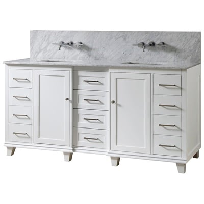 Bathroom Vanities Direct Vanity Classic Carrara White Marble nomial 3/ White 72BD15-WWC-WM 850006000000 Double Sink Vanities 70-90 white With Top and Sink 25 