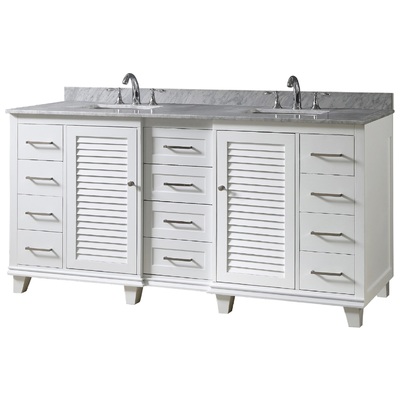 Direct Vanity Bathroom Vanities, Double Sink Vanities, 70-90, white, With Top and Sink, Traditional, Carrara White Marble nomial 3/4" thick, 850006000000, 72BD16-WWC