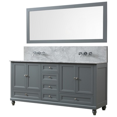 Bathroom Mirrors Direct Vanity Carrara White Marble nomial 3/ Gray 72D9-GWC-WM-M 854467000000 mirror Wood MDF Plywood Parawo Gray 