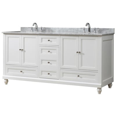Bathroom Vanities Direct Vanity Classic Carrara White Marble nomial 3/ White 72D9-WWC 854467000000 Double Sink Vanities 70-90 white With Top and Sink 25 