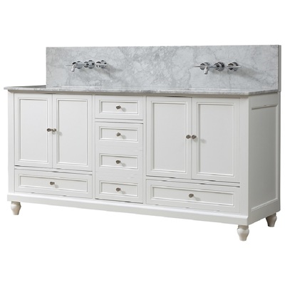 Bathroom Vanities Direct Vanity Classic Carrara White Marble nomial 3/ White 72D9-WWC-WM 850006000000 Double Sink Vanities 70-90 white With Top and Sink 25 