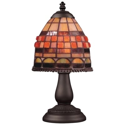 Table Lamps ELK Lighting Jewelstone Glass Metal Tiffany Bronze Indoor Lighting 080-TB-10 830335015796 Table Lamp TABLE Traditional Blown Glass Crystal Cement L Complete Vanity Sets 
