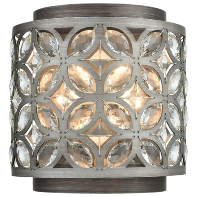Wall Sconces ELK Lighting Rosslyn Crystal Metal Weathered Zinc Matte Silver 12160/2 748119125411 Sconce Silver SCONCE Traditional Lighting 