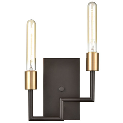 Wall Sconces ELK Lighting Congruency Steel Oil Rubbed Bronze Satin Brass 12200/2 748119132839 Sconce Contemporary Modern / Contempo Lighting 