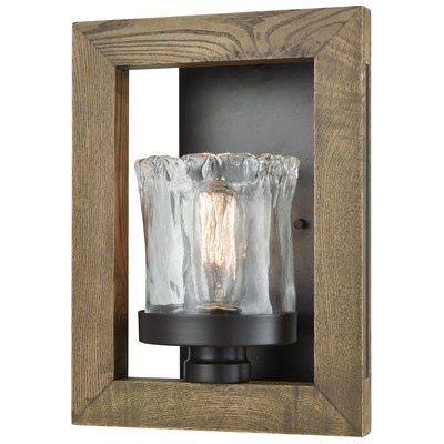 Wall Sconces ELK Lighting Timberwood Glass Metal Wood Oil Rubbed Bronze 33070/1 748119125701 Sconce SCONCE Transitional Lighting 