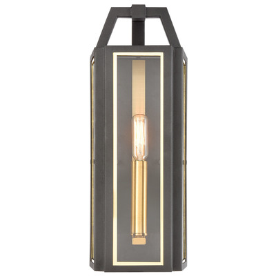 Wall Sconces ELK Lighting Portico Glass Steel Stainless Steel Charcoal Brushed Brass 46740/1 748119134512 Sconce SCONCE Transitional Lighting Outdoor 