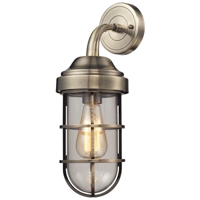 Wall Sconces ELK Lighting Seaport Glass Steel Antique Brass 66375/1 748119089003 Sconce Transitional Lighting 