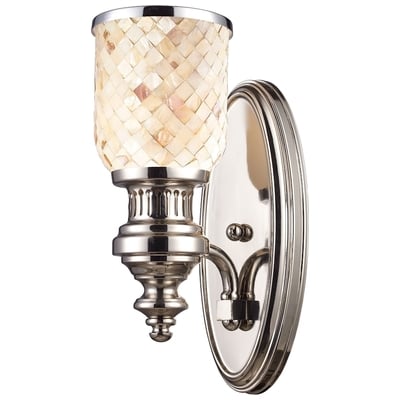 Wall Sconces ELK Lighting Chadwick Glass Steel Polished Nickel 66410-1 830335014041 Sconce Classic Transitional Lighting 