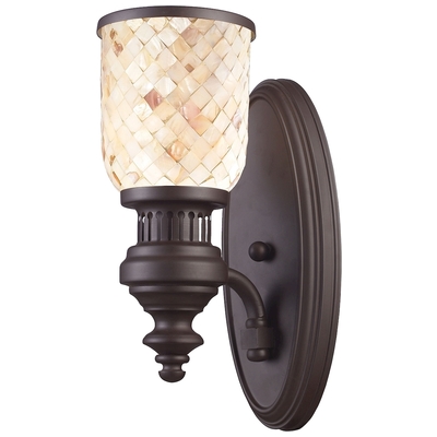 Wall Sconces ELK Lighting Chadwick Glass Steel Oiled Bronze 66430-1 830335014133 Sconce Classic Transitional Lighting 