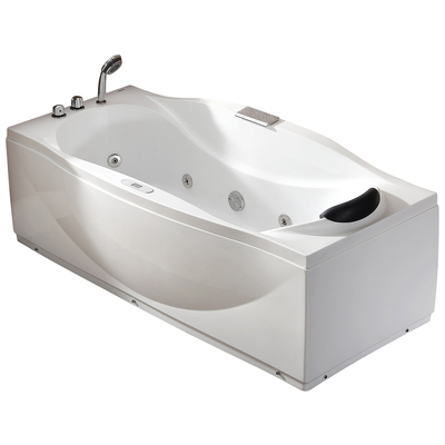 Eago Whirlpool Bathtubs, Whitesnow, Comfort,Modern, Whirlpool, Left, Modern, Indoor, Acrylic, Free Standing, Whirlpool Tub, 811413027405, AM189ETL-L