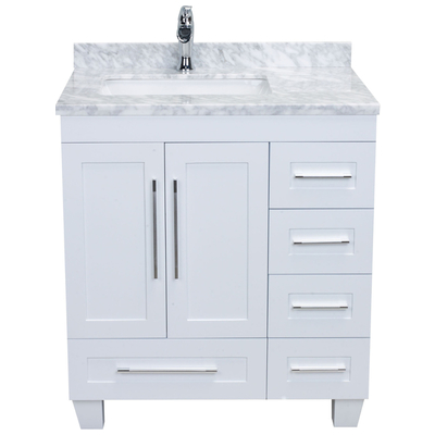 Eviva Bathroom Vanities, Under 30, Transitional, White, With Top and Sink, White, Transitional/Modern, Engineered Wood, bathroom Vanities, 730699419875, EVVN999-30WH