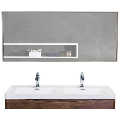 Bathroom Mirrors Eviva Sax Brushed EVMR-47X20-MetalFrame Silver Glass Metal Aluminum Steel Iro 
