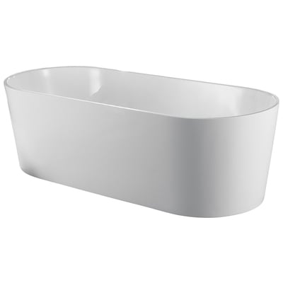 Eviva Free Standing Bath Tubs, Whitesnow, Acrylic, Chrome, EVTB6214-59WH