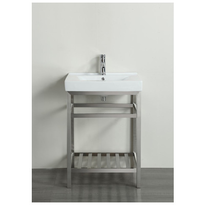 Eviva Bathroom Vanities, Under 30, Transitional, With Top and Sink, Stainless Steel, Transitional/Modern, Stainless Steel, bathroom Vanities, 730699415730, EVVN08-24SS