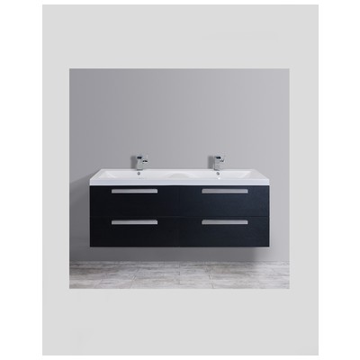 Bathroom Vanities Eviva Largo Engineered Wood Black Wood Black-Wood EVVN144-57BW 730699411190 bathroom Vanities Double Sink Vanities 50-70 Modern Black With Top and Sink 25 