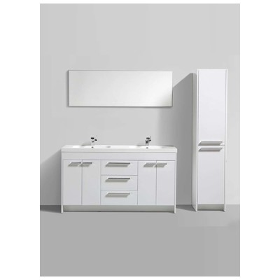 Eviva Bathroom Vanities, Double Sink Vanities, 50-70, Modern, White, With Top and Sink, White, Modern, Engineered Wood, bathroom Vanities, 730699417536, EVVN1500-8-60WH