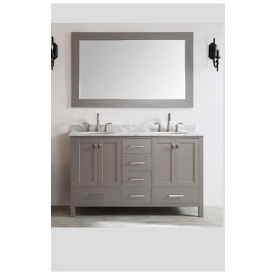 Eviva Bathroom Vanities, Double Sink Vanities, 50-70, Transitional, Gray, With Top and Sink, Grey, Transitional/Modern, Engineered Wood, bathroom Vanities, 730699416928, EVVN412-60GR