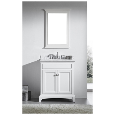 Eviva Bathroom Vanities, Double Sink Vanities, Under 30, Transitional, White, With Top and Sink, White, Traditional/ Transitional, Solid Oak Wood, bathroom Vanities, 730699417543, EVVN709-30WH