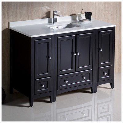 Fresca Bathroom Vanities, 40-50, Traditional, Dark Brown, With Top and Sink, Traditional, Combos, 818234019220, FCB20-122412ES-CWH-U