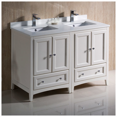 Bathroom Vanities Fresca Bari Antique White Combos FCB20-2424AW-CWH-U 818234019336 Double Sink Vanities 40-50 Traditional White With Top and Sink 25 