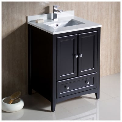 Fresca Bathroom Vanities, Under 30, Traditional, Dark Brown, With Top and Sink, Traditional, Combos, 818234019374, FCB2024ES-CWH-U
