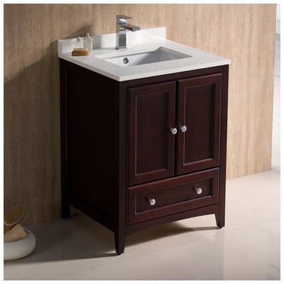 Fresca Bathroom Vanities, Under 30, Traditional, Dark Brown, With Top and Sink, Traditional, Combos, 818234019381, FCB2024MH-CWH-U