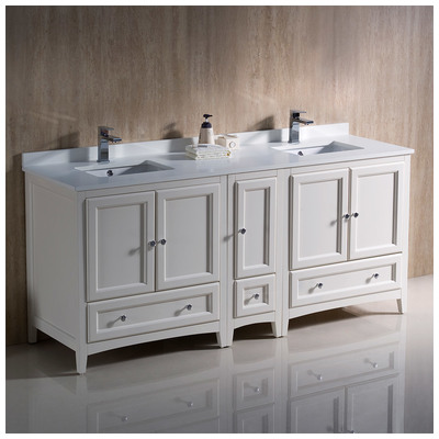 Bathroom Vanities Fresca Bari Antique White Combos FCB20-301230AW-CWH-U 818234019398 Double Sink Vanities 70-90 Traditional White With Top and Sink 25 