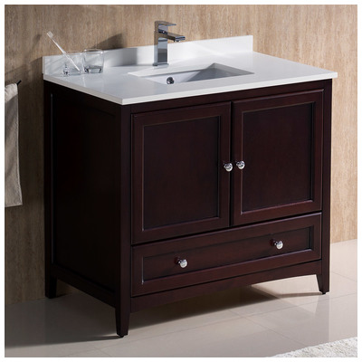 Fresca Bathroom Vanities, 30-40, Traditional, Dark Brown, With Top and Sink, Traditional, Combos, 818234019565, FCB2036MH-CWH-U