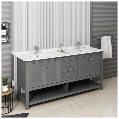 Bathroom Vanities Fresca Cambria Gray Wood Veneer FCB2372VG-D-CWH-U 810001206550 Double Sink Vanities 25 