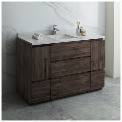 Bathroom Vanities Fresca Stella Acacia Wood FCB31-123012ACA-FC-CWH-U 810001201685 50-70 Dark Brown Cabinets Only 25 