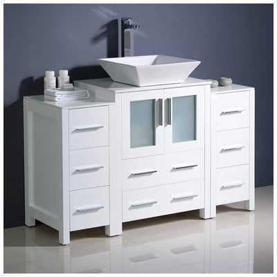 Fresca Bathroom Vanities, 40-50, Modern, White, With Top and Sink, Modern, Combos, 818234019886, FCB62-122412WH-CWH-V