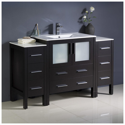 Bathroom Vanities Fresca Bari Espresso Combos FCB62-123012ES-I 818234019893 50-70 Modern Dark Brown With Top and Sink 25 