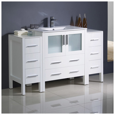Bathroom Vanities Fresca Bari White Combos FCB62-123012WH-I 818234019954 50-70 Modern White With Top and Sink 25 