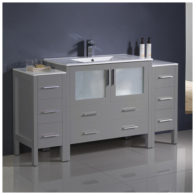 Fresca Bathroom Vanities, 50-70, Gray, Cabinets Only, 817386029040, FCB62-123612GR-I