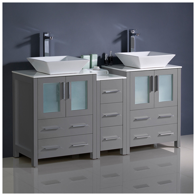 Bathroom Vanities Fresca Bari Gray FCB62-241224GR-CWH-V 817386029057 Double Sink Vanities 50-70 Gray Cabinets Only 25 