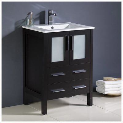 Fresca Bathroom Vanities, Under 30, Modern, Dark Brown, With Top and Sink, Modern, Combos, 817386020214, FCB6224ES-I