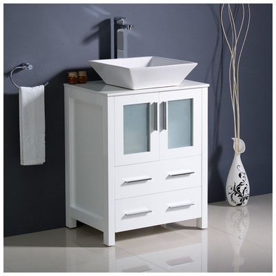 Fresca Bathroom Vanities, Under 30, Modern, White, With Top and Sink, Modern, Combos, 817386020283, FCB6224WH-CWH-V