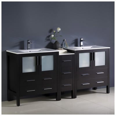 Fresca Bathroom Vanities, Double Sink Vanities, 70-90, Modern, Dark Brown, With Top and Sink, Modern, Combos, 817386020290, FCB62-301230ES-I
