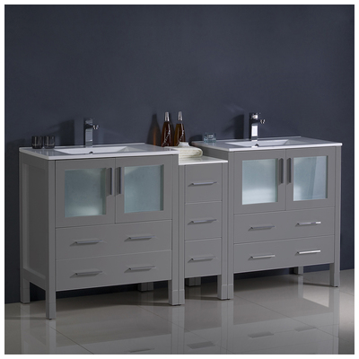 Bathroom Vanities Fresca Bari Gray FCB62-301230GR-I 817386029125 Double Sink Vanities 70-90 Gray Cabinets Only 25 