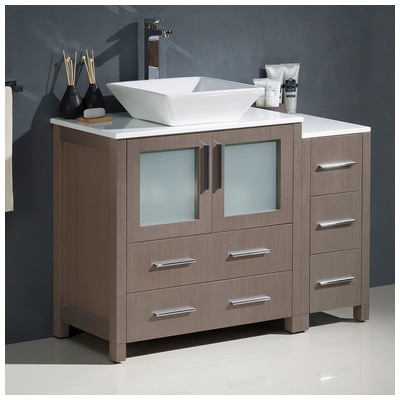 Fresca Bathroom Vanities, 40-50, Modern, Gray, With Top and Sink, Modern, Combos, 817386020405, FCB62-3012GO-CWH-V